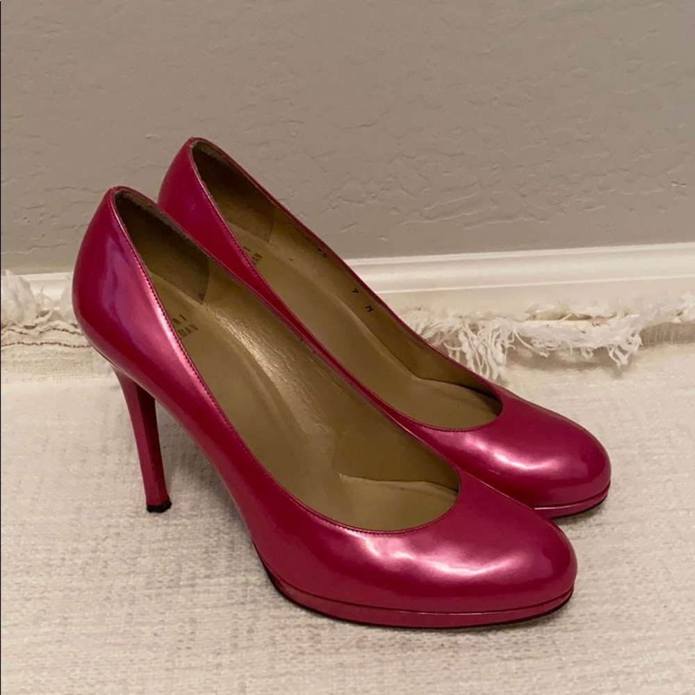Stuart Weitzman Metallic Pink Patent leather Pumps
